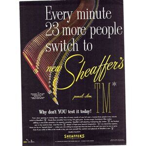 1952 Sheaffer's Valiant TM Fountain Pen Vintage Print Ad Pencil Slim Wall Art